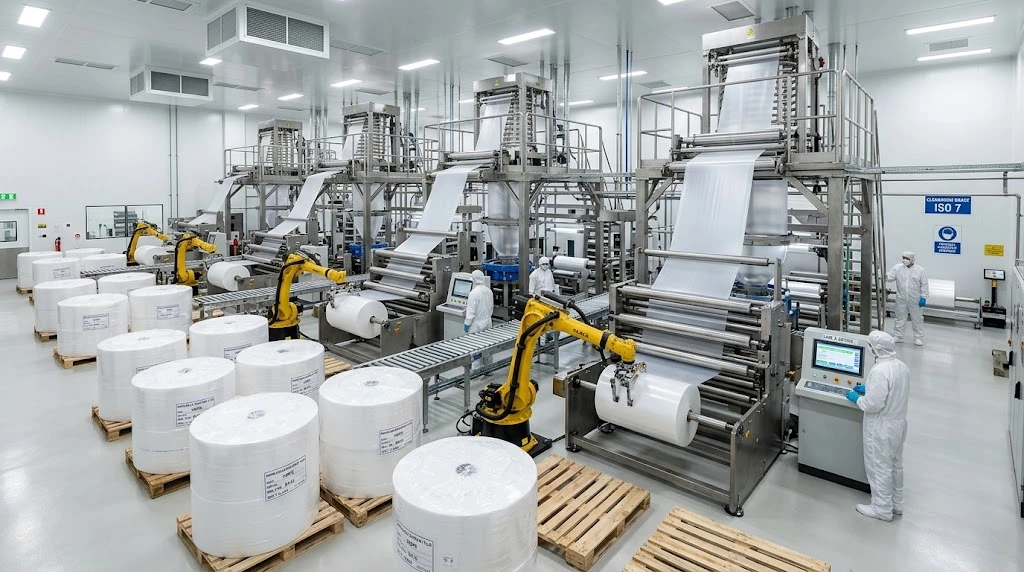 Wholesale sanitary film roll manufacturer factory floor Wholesale sanitary film roll manufacturer factory floor